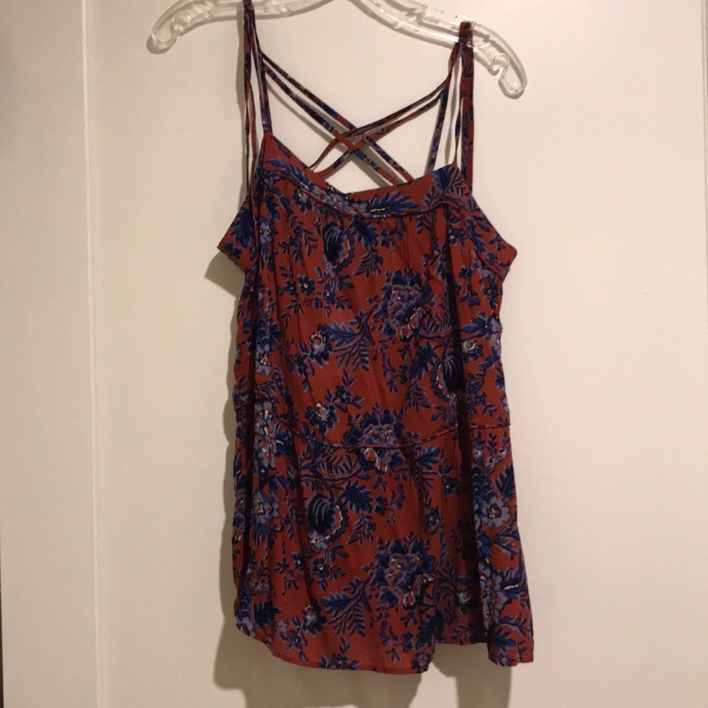 LOFT floral top with tassel ties